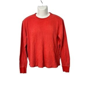 Tommy Hilfiger Red Waffle Knit Thermal Shirt Men's L